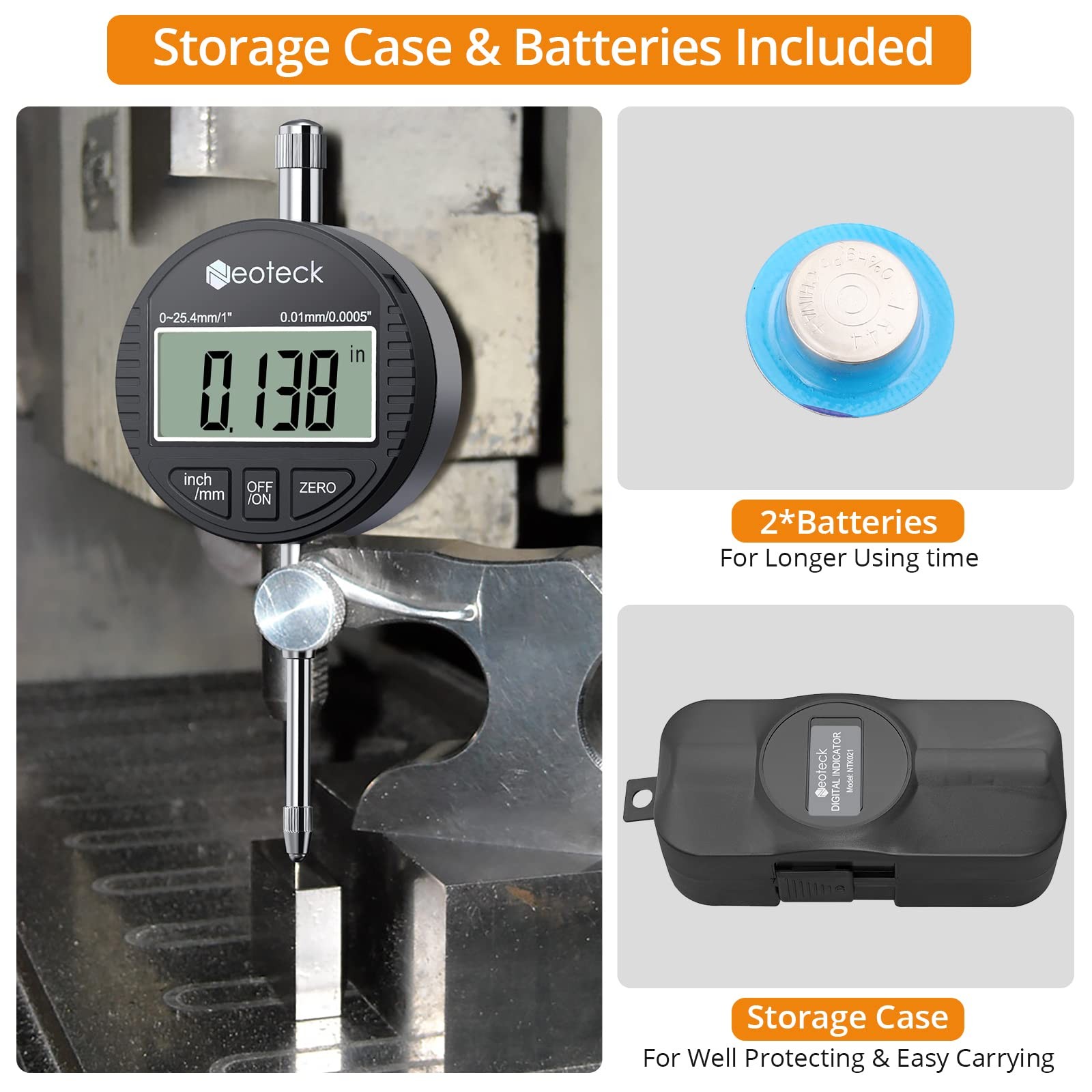 Neoteck 1" Digital Indicator + 0.03" Dial Set