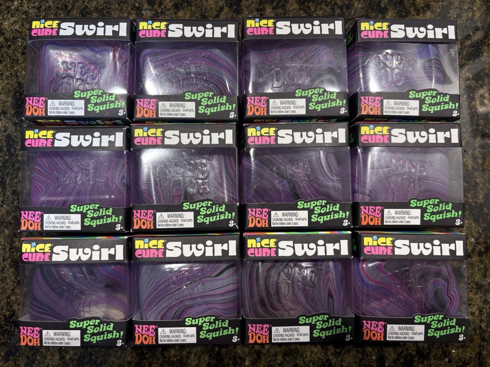 Authentic NeeDoh Nice Cube Swirl Nee Doh Ice Cube Purple Pink Blue Lot of 12