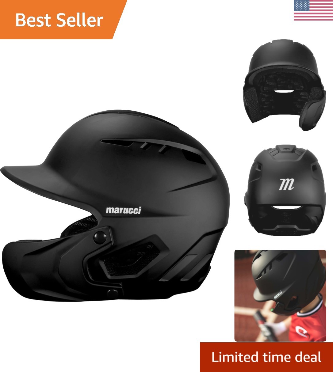 Impact-Grade DuraVent Black Baseball Helmet - Comfort, Protection & Ventilation