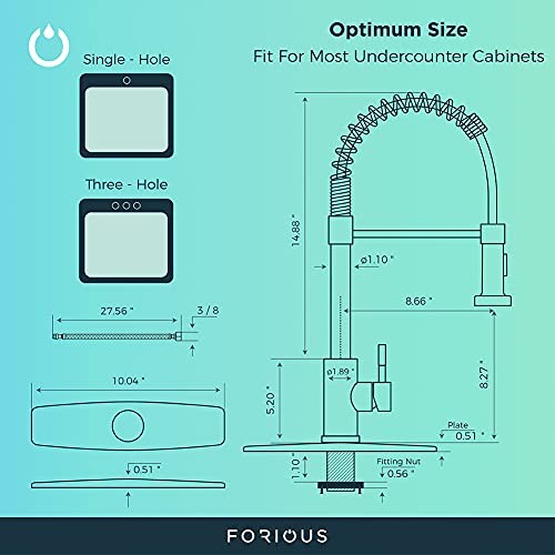 Kitchen Faucet with Pull Down Sprayer, Commercial Spring Kitchen Sink Black