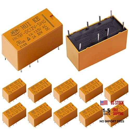 12Pcs DPDT Relay 8 Pin 2NO 2NC Mini PCB Power Relays HK19F-12V 12V Coil