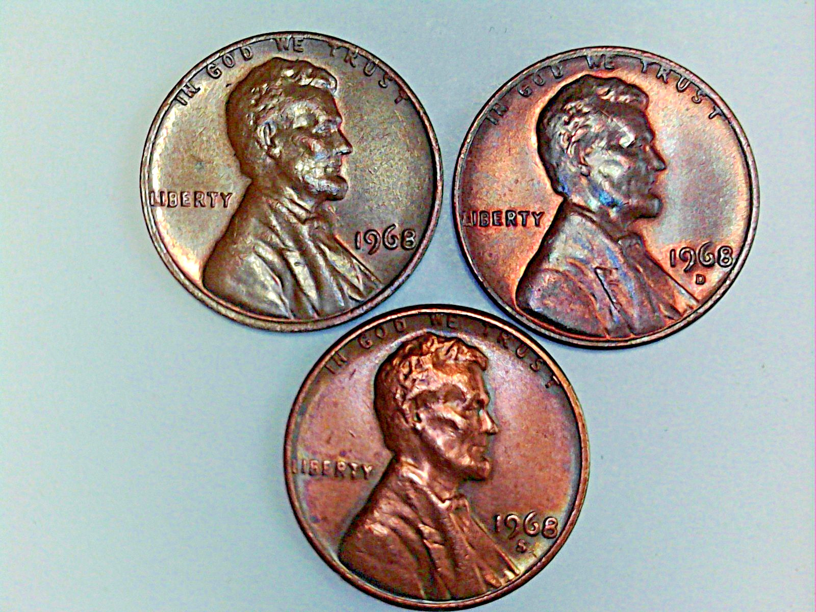1968 P D & S Lincoln Cent, RB, Mint Rim Errors