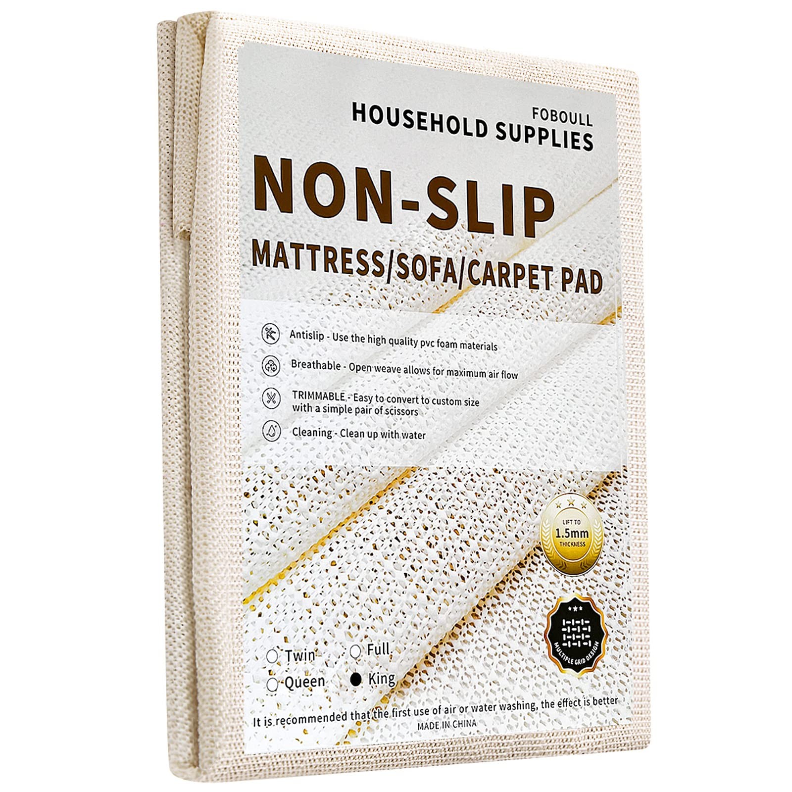 Foboull Mattress Slide Stopper and Gripper, Keep Bed Topper Pad from King