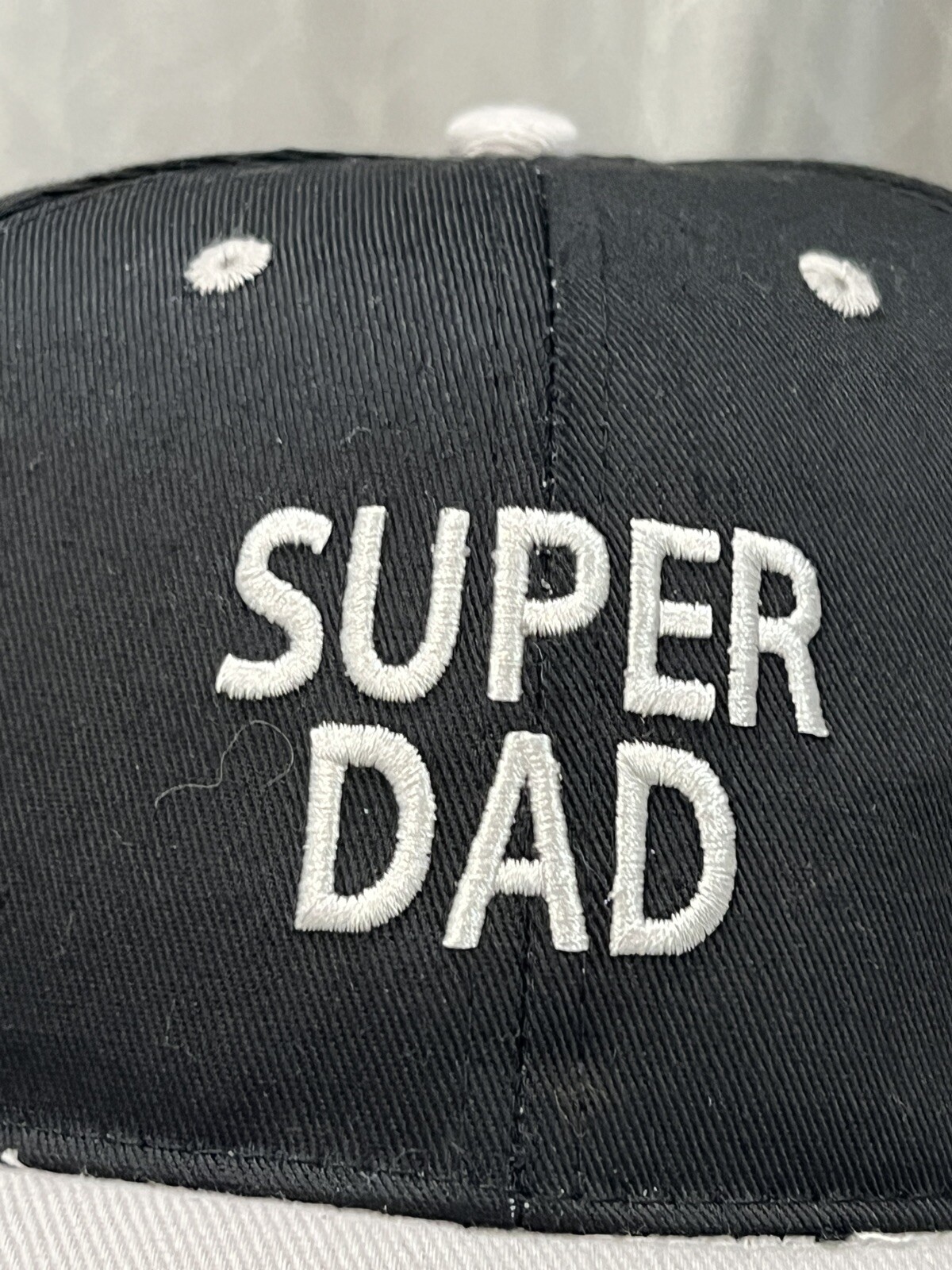 Super Dad Silver Letters on Black hat with Gray Bill Adj and EUC