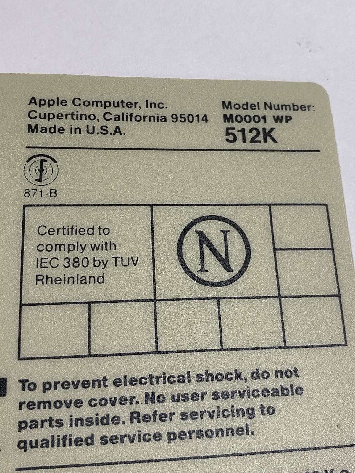 Vtg 1980’s NOS Label For Apple Computer 512k MOOO1 WP