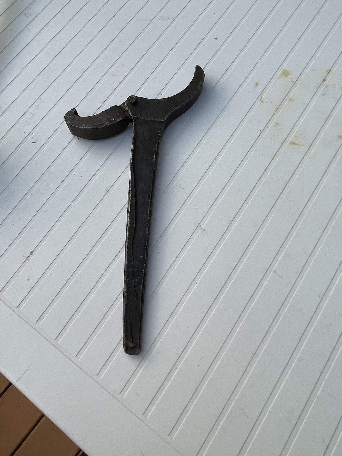 Antique Hand Forged Tools 15” Adjustable Hook Spanner Wrench Steampunk.
