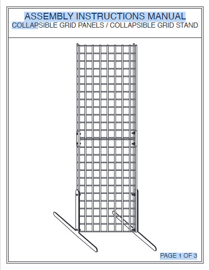 Gridwall Panel 2' x 6' - Total Measures Display White 2 Legs Stand Metal