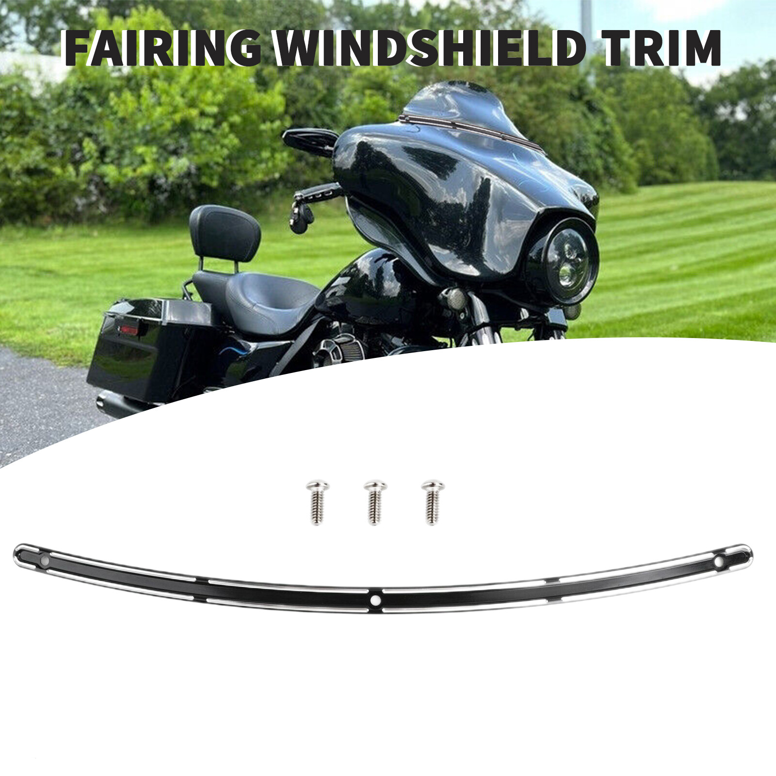 Black Slotted Batwing Fairing Windshield Trim For Harley Electra Street Glide