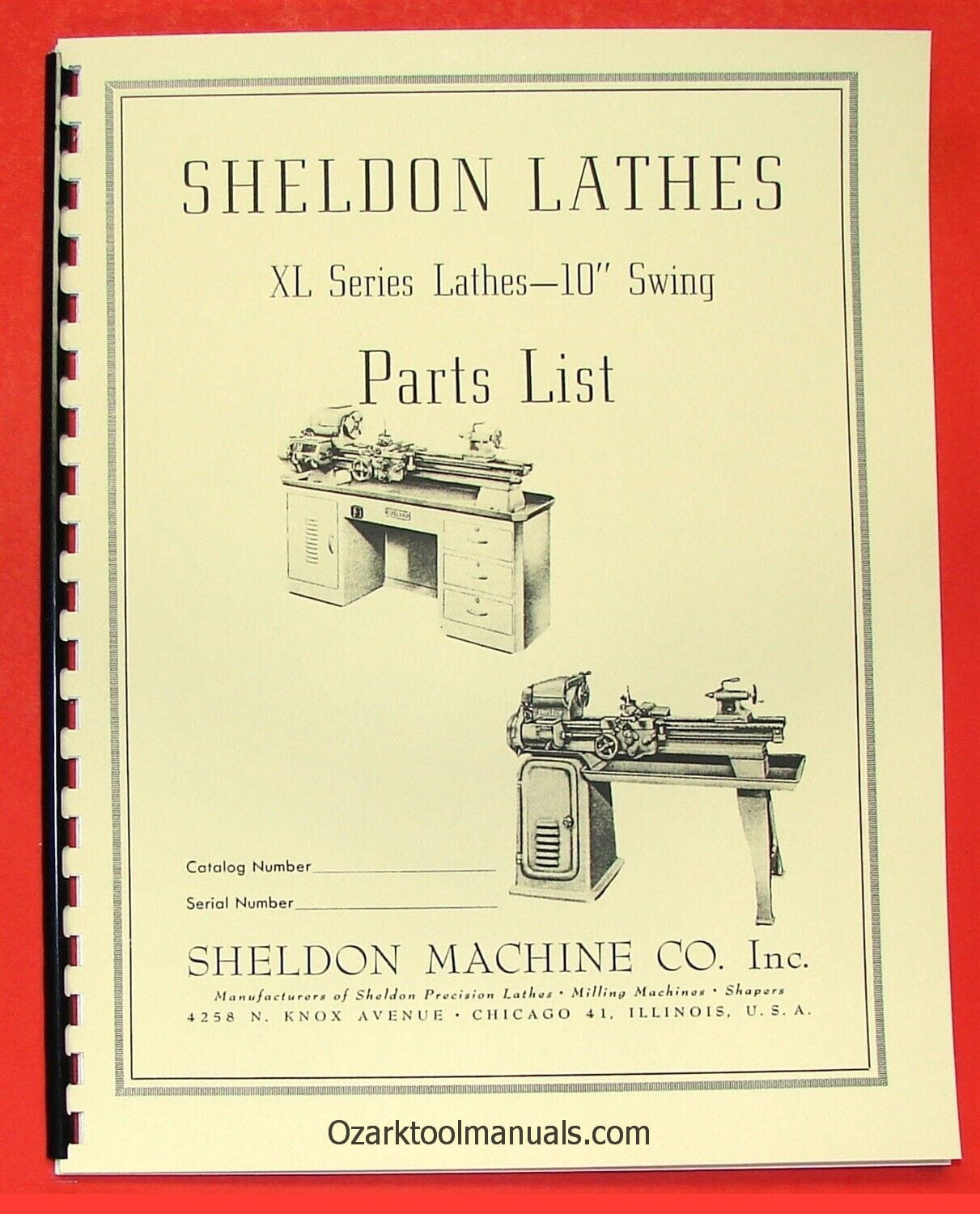 SHELDON XL Series 10" Metal Lathe Owners Parts Manual 0650