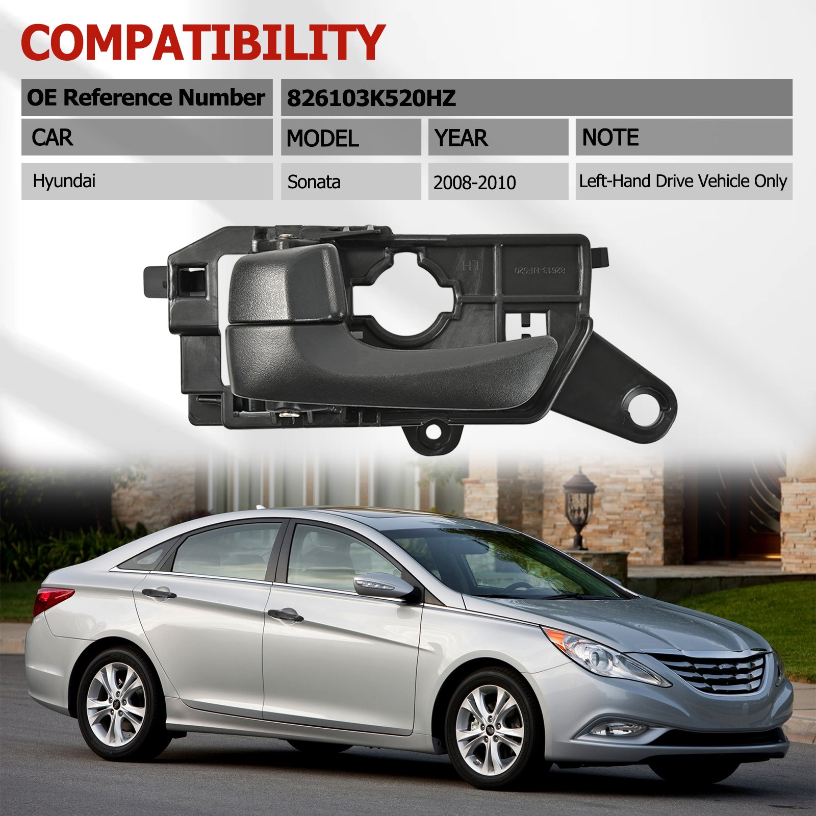 Interior Door Handle Front Left Driver Side HY1352135 For 2008-10Hyundai Sonata