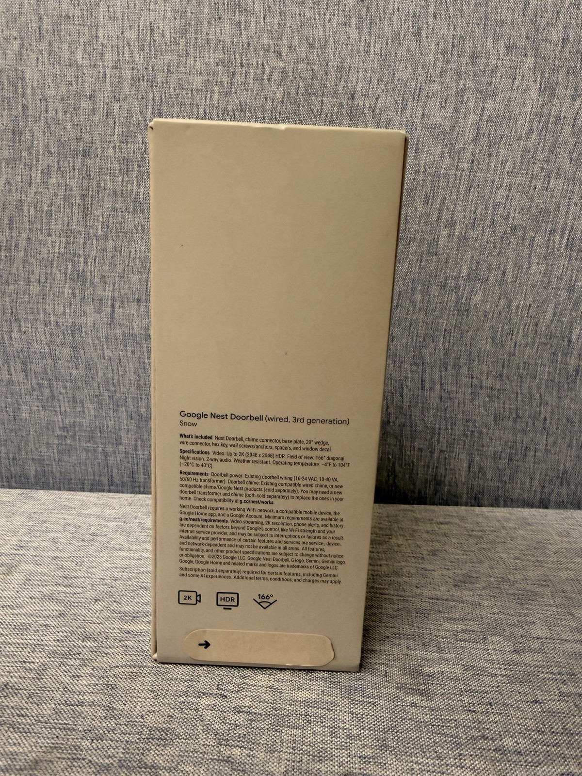 Google Nest Doorbell, Wired - Snow