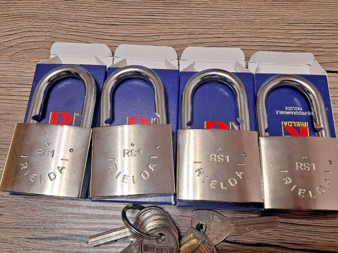 4 X RIELDA Keyed Alike Padlocks Re-programable High Security/With 8 +1 Keys