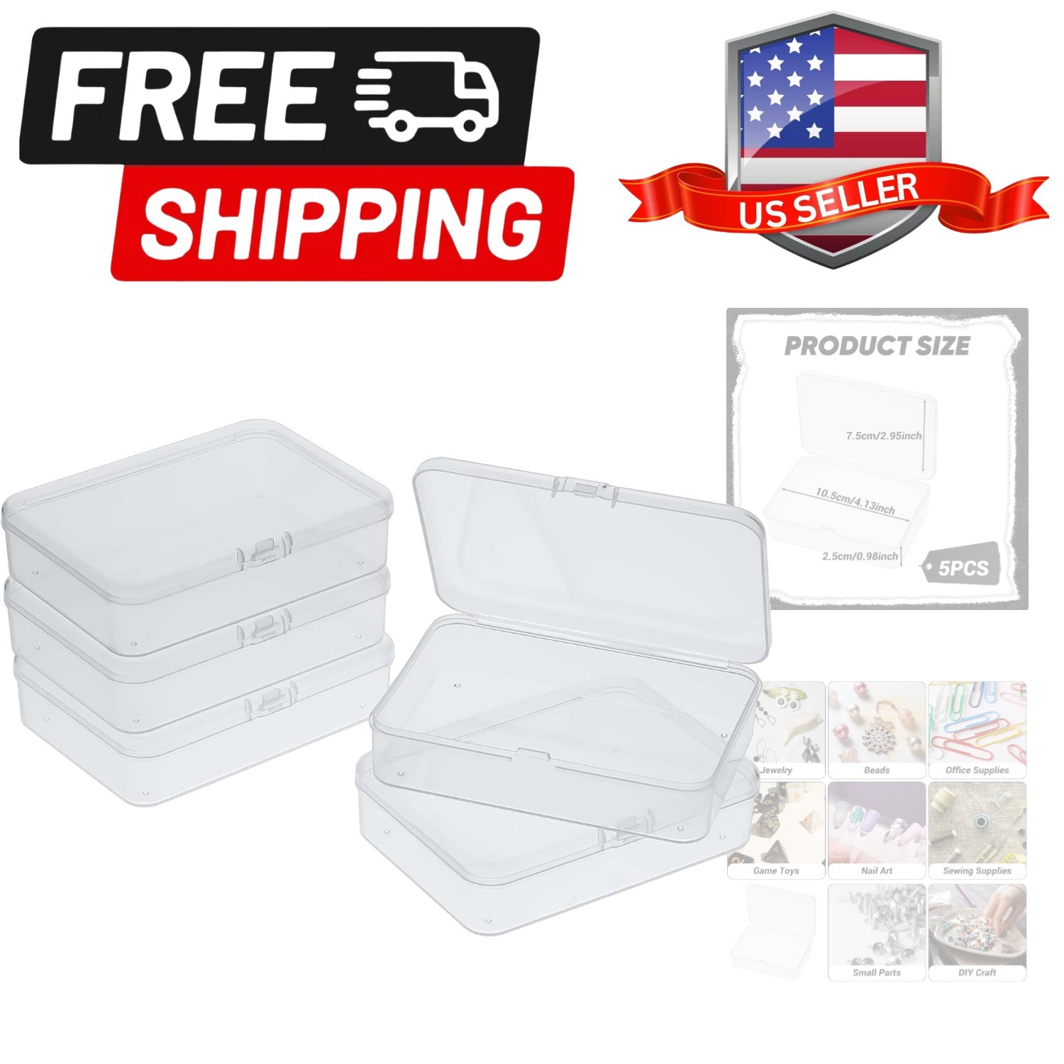 5 Pcs Mini Plastic Storage Containers Box with Lid, Small Storage Containers ...