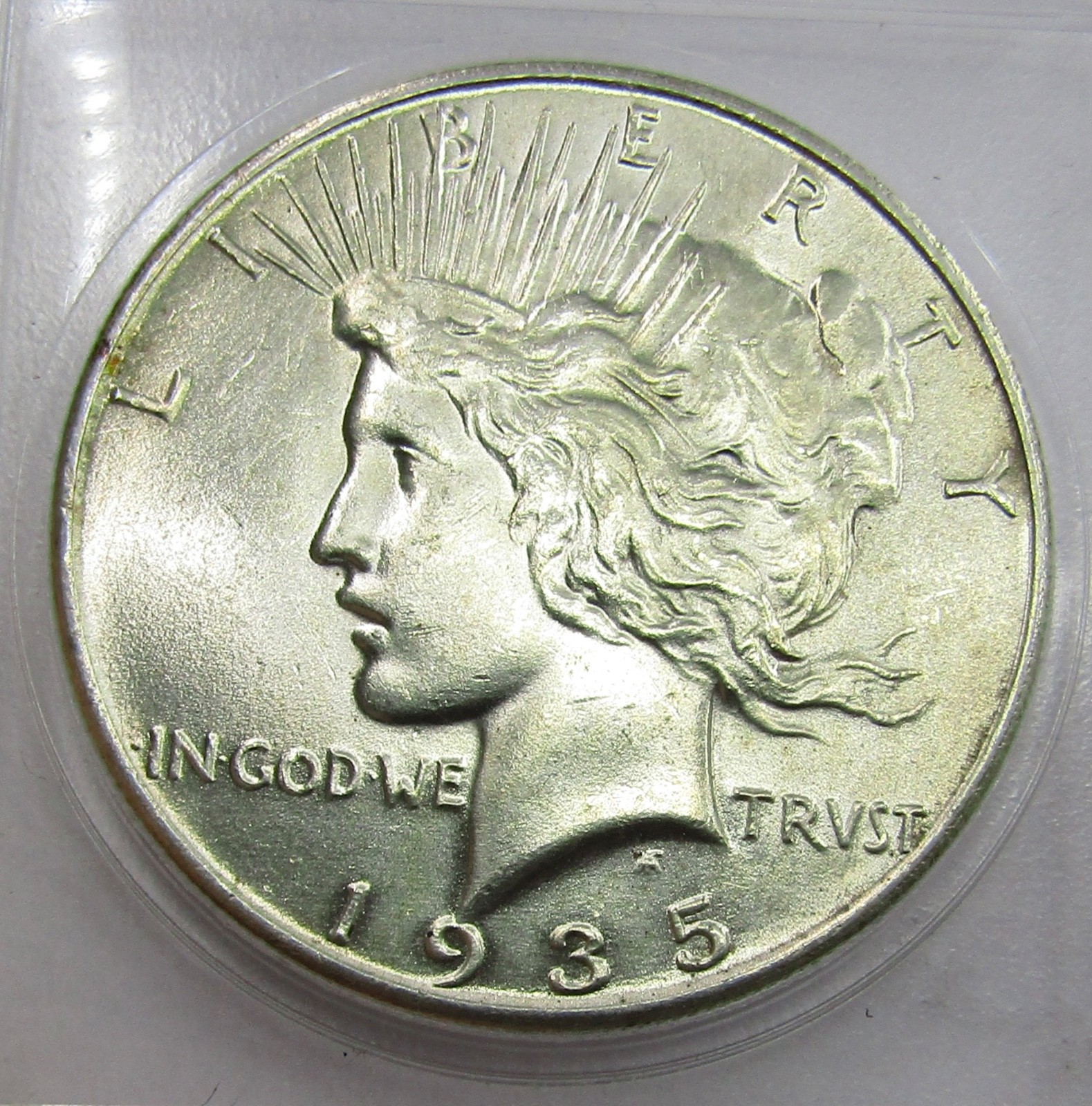 1935-P AU Peace Silver Dollar 90% Unc Details cleaned