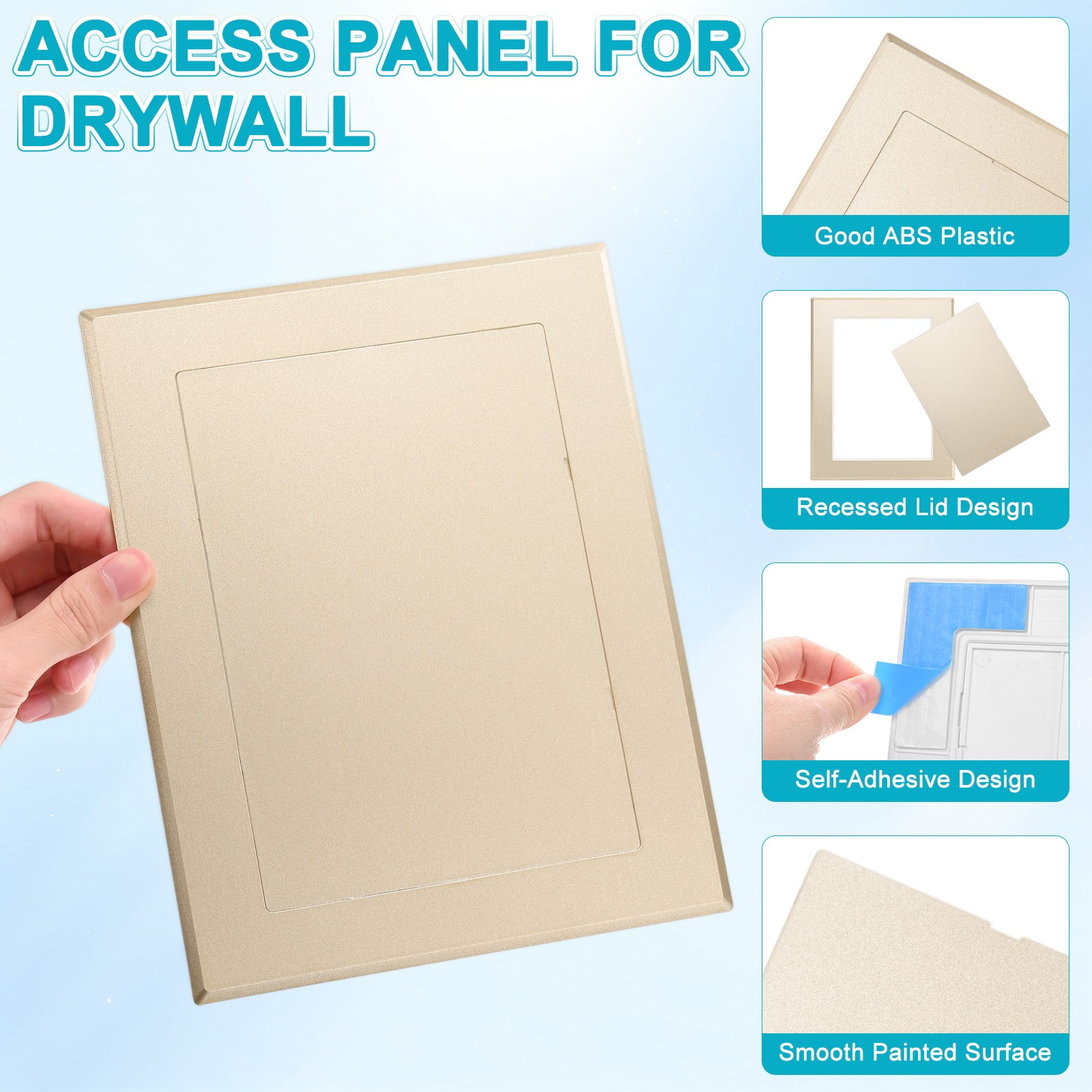 2-Pack Access Panel for Drywall, 7x5" Plastic Removable [Gold Tone, Rectangle]
