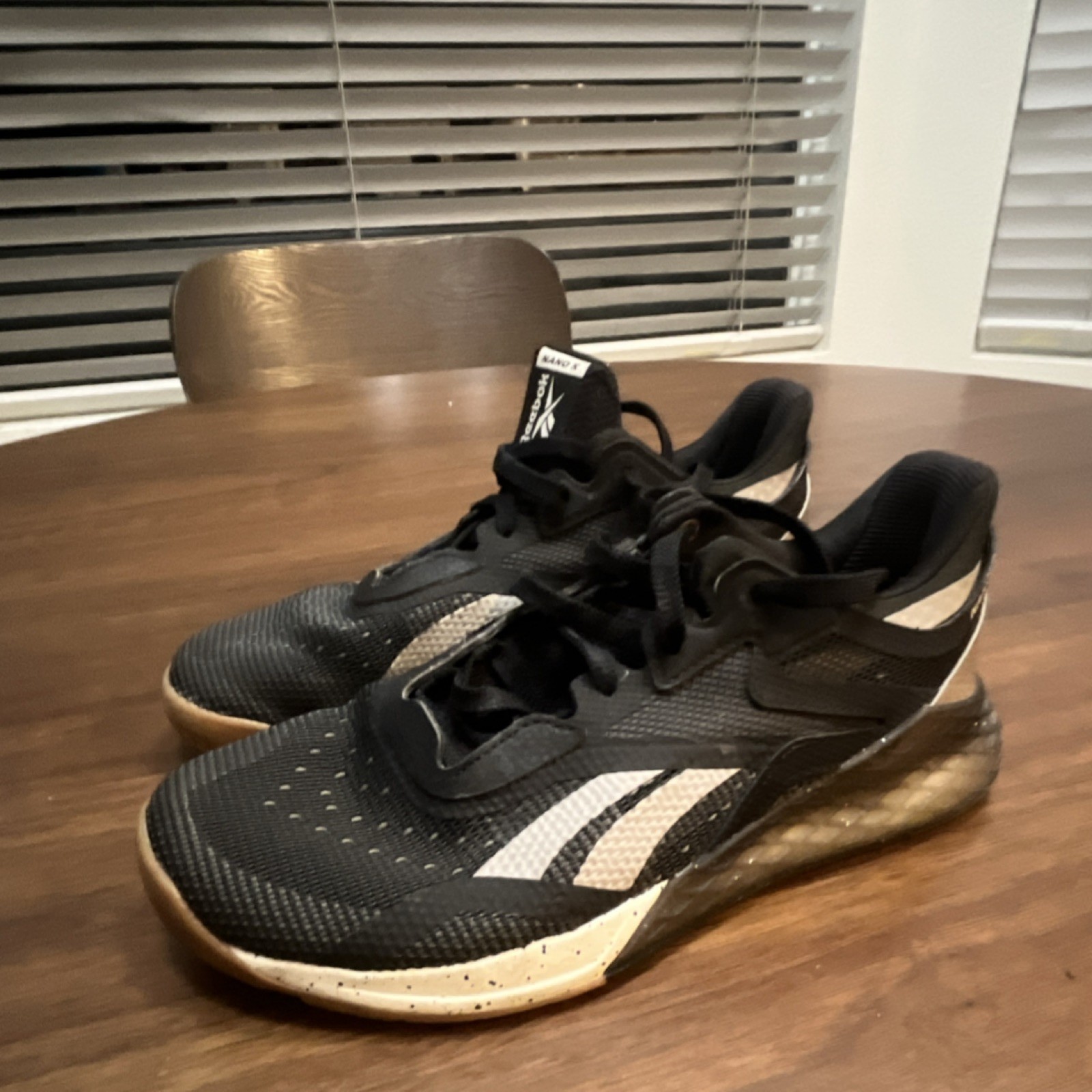 Reebok Nano X Men's Trainer Shoes Black/White/Gum Mesh Breathable Lace Up US 8