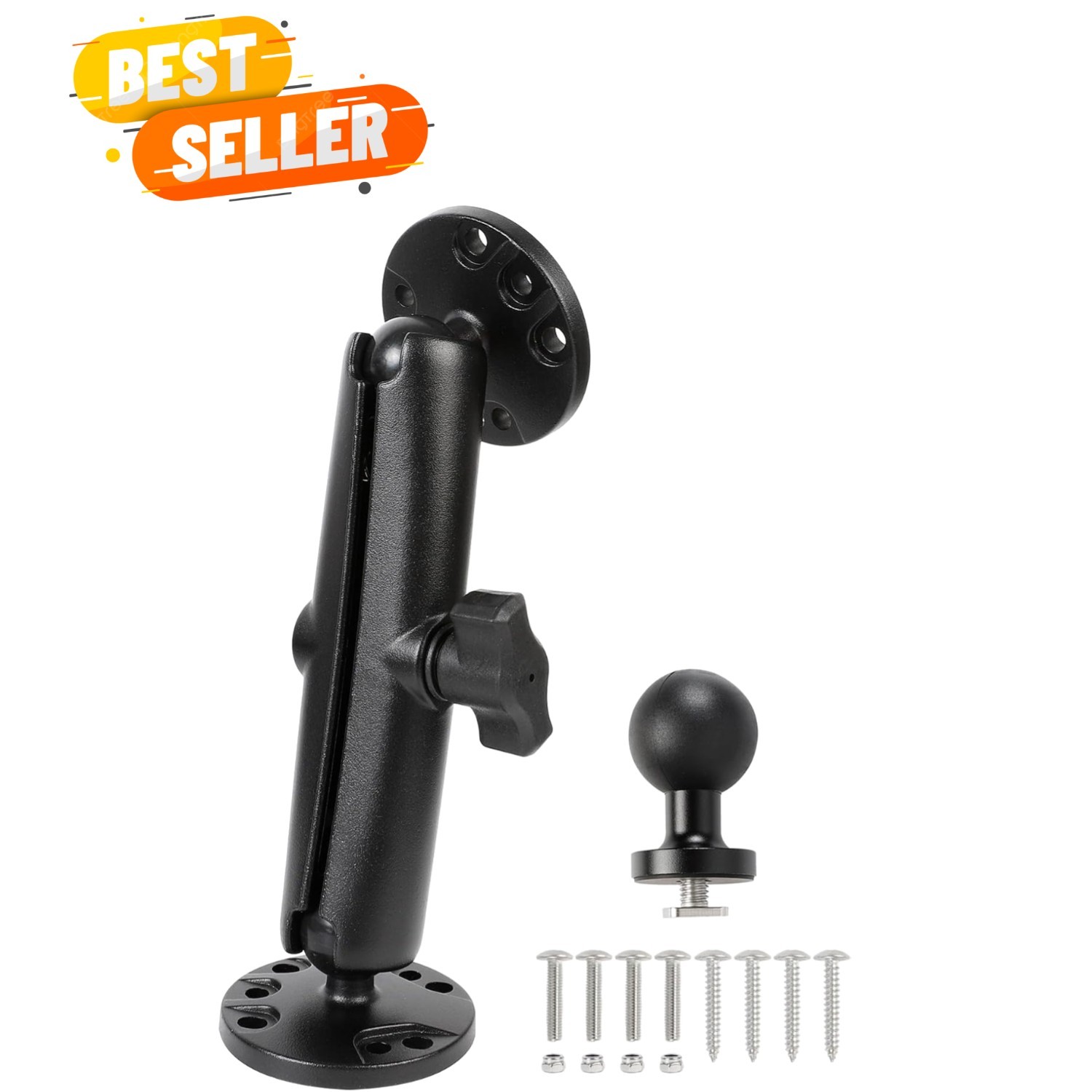 Fish Finder & 1" Ball Mount with Aluminum Long Arm, AMPS Round Plate for RAM ...