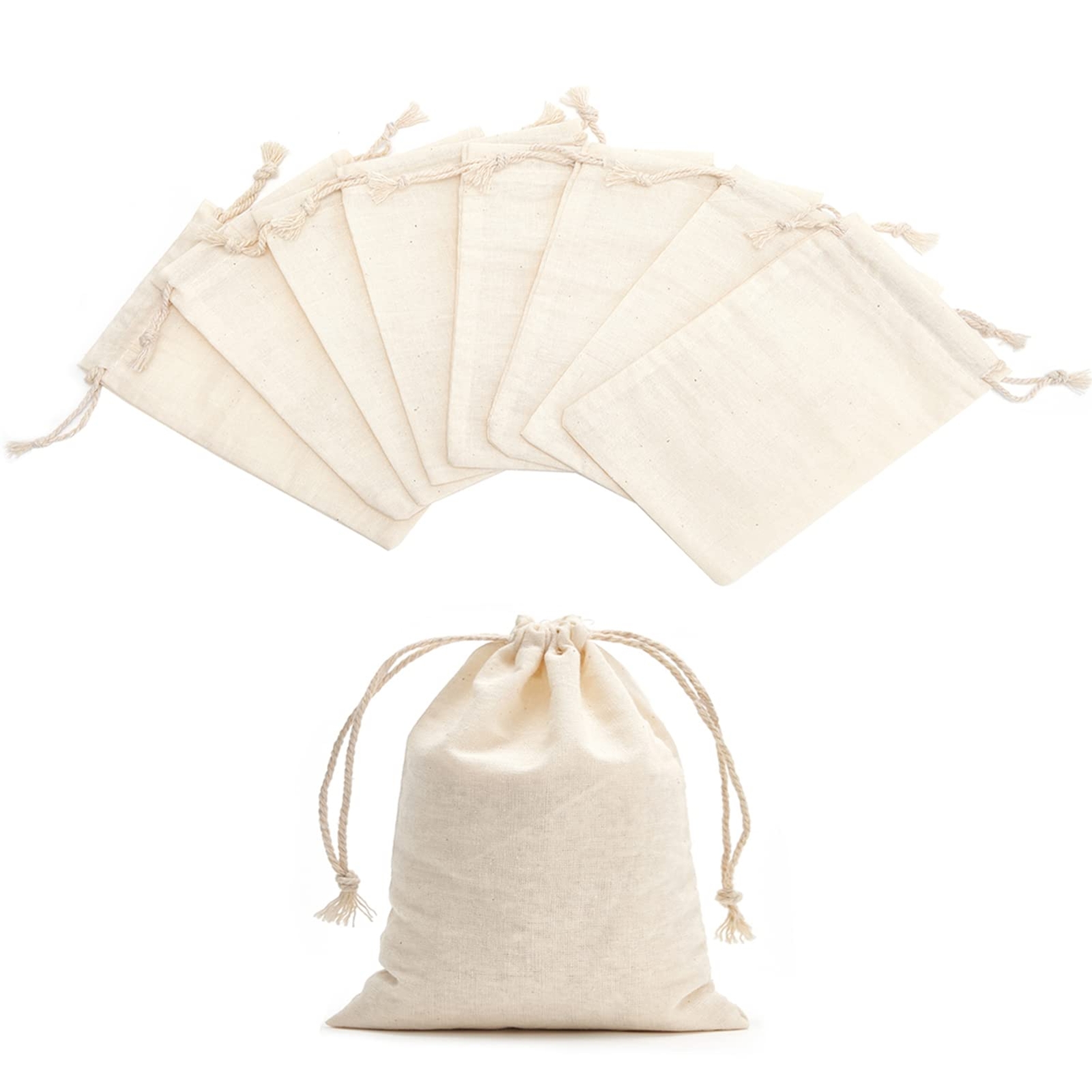 50 Pieces 3x4 Inches Cotton Drawstring Bags Reusable Muslin Sachet Bag for Pa...