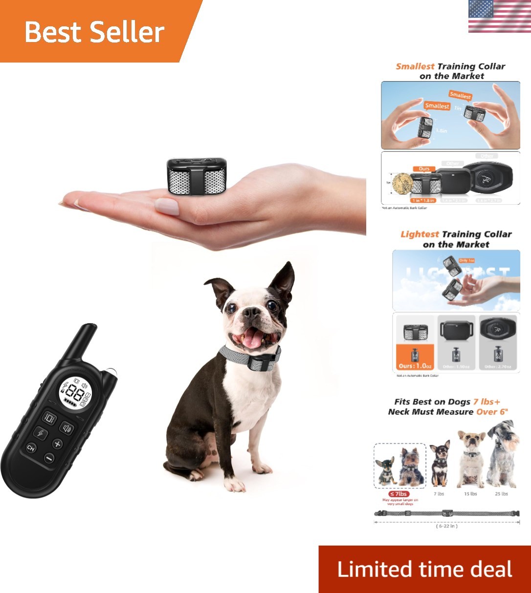 Compact Dog Training Collar with 99 Levels - 1300ft Range, Ideal for Small Dogs