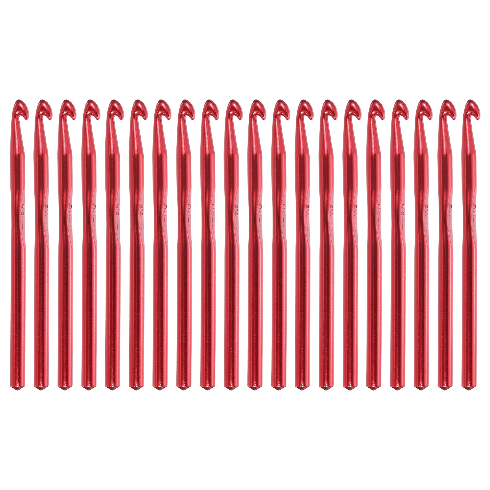 20Pcs Aluminum Crochet Hook 8.0mm Knitting Needles for DIY Craft Yarn Red
