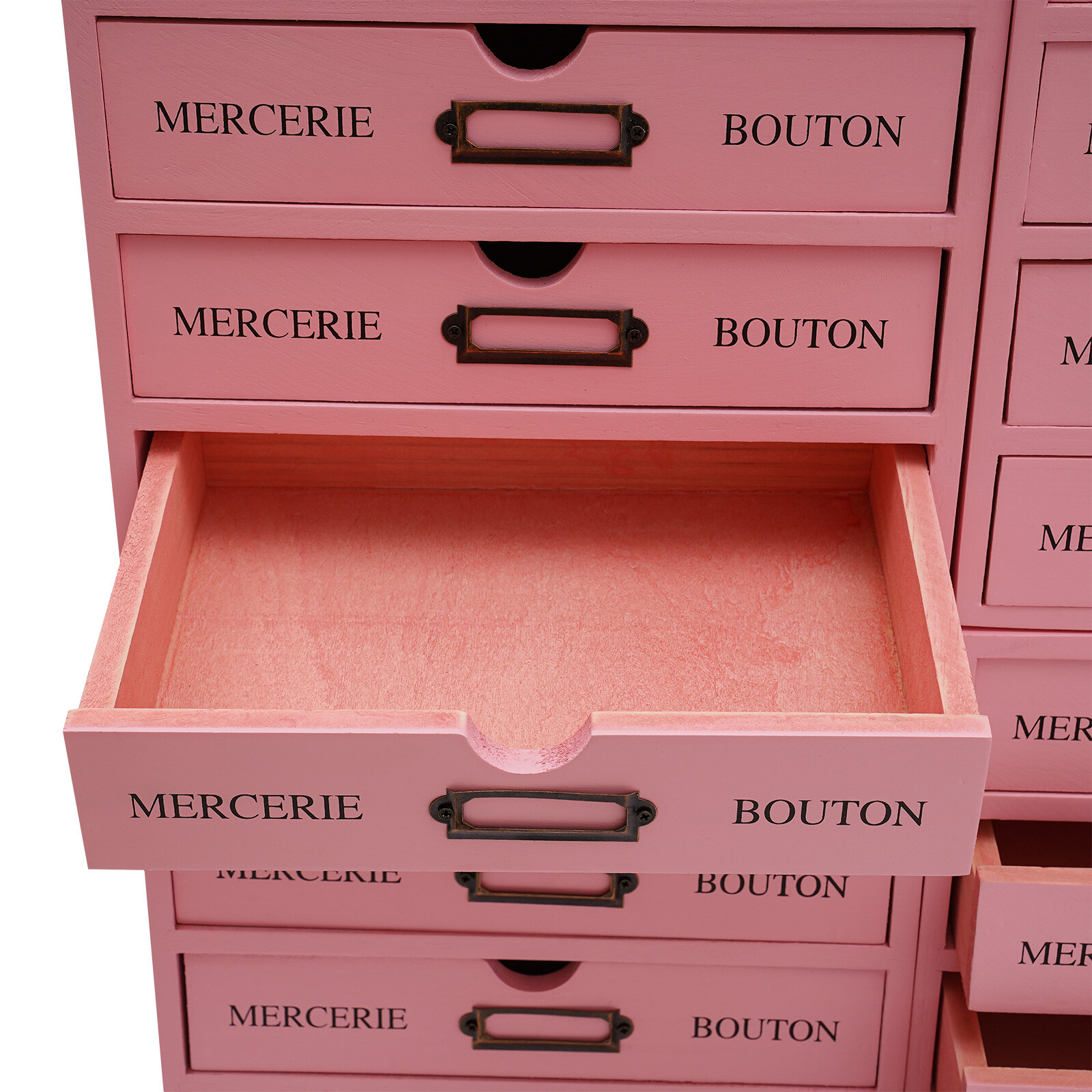 4 Pieces File Storage Box Desktop 16 Drawers Pink Wooden Storage Box