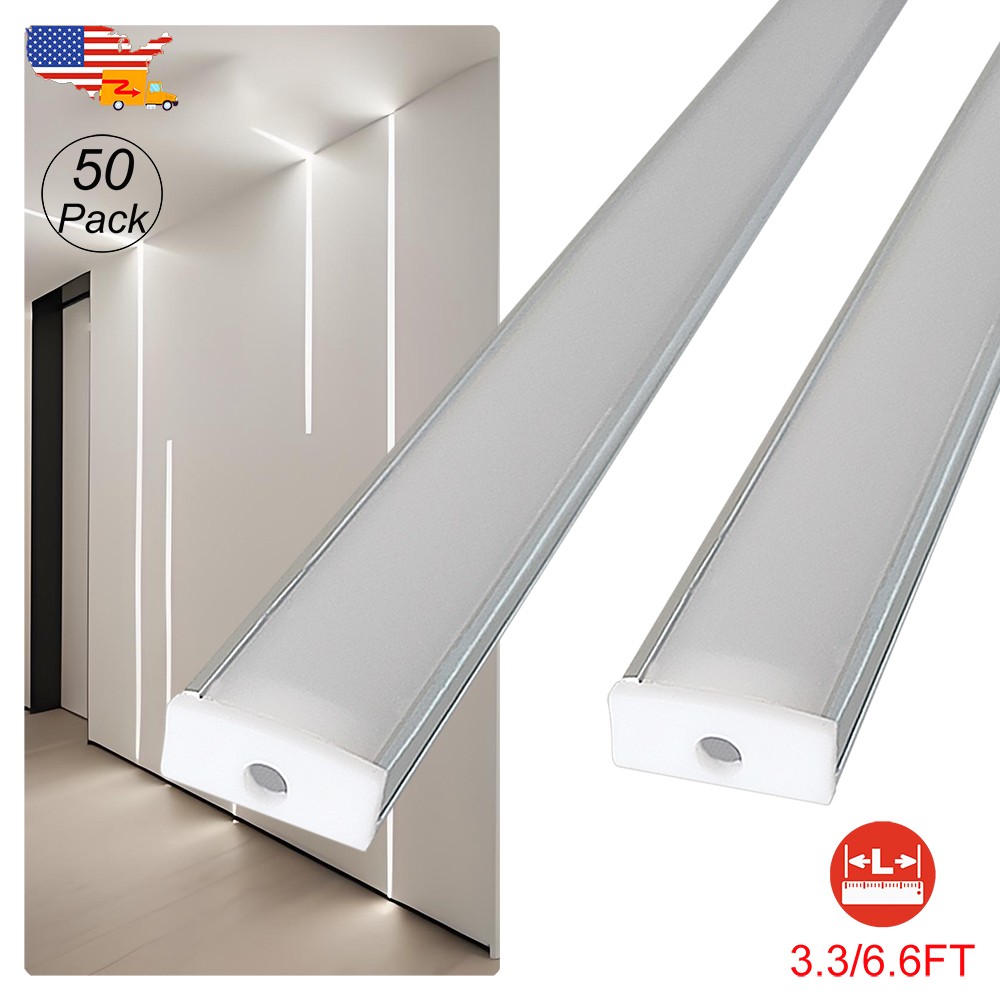 50 Pack 6.6FT Led Strip Lights Durable Aluminum Channel U Shape with Milky Cover