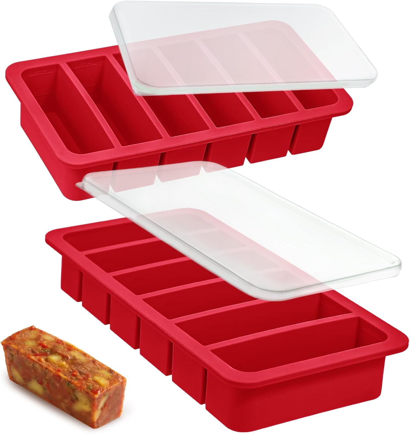 Silicone Freezer Trays with Lids, 1/2 Cup Silicone Soup Freezer Molds Set of 2,