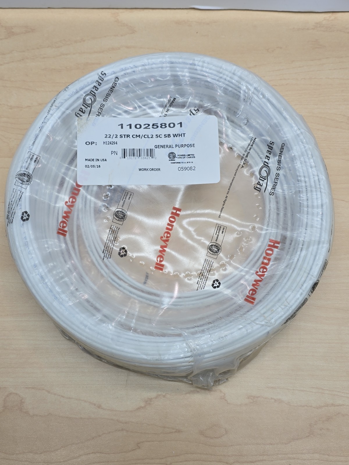 2lb Honeywell Genesis 22/2 Stranded Alarm Wire 11025801 CM/CL2 5C SB White NEW