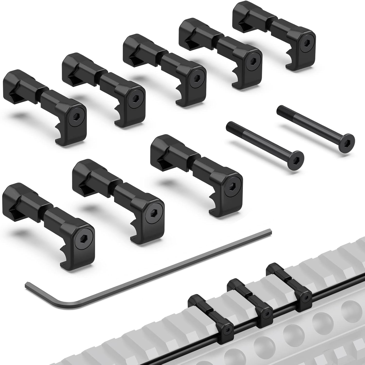 CGM908 Picatinny Pressure Switch Cable Management Guides 8 Pack, Black