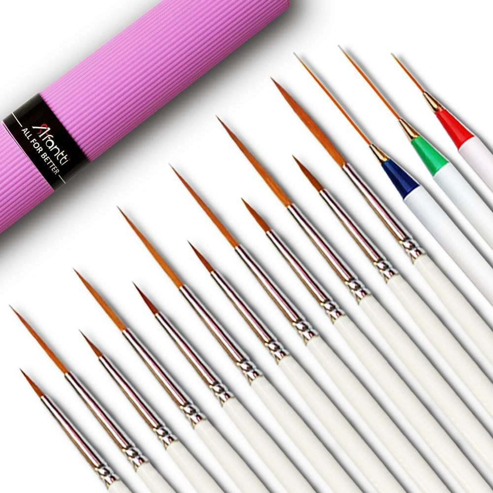 Detail Fine Paint Brushes 15 PCS Micro Mini Ultra Fine Point Miniature Acrylic