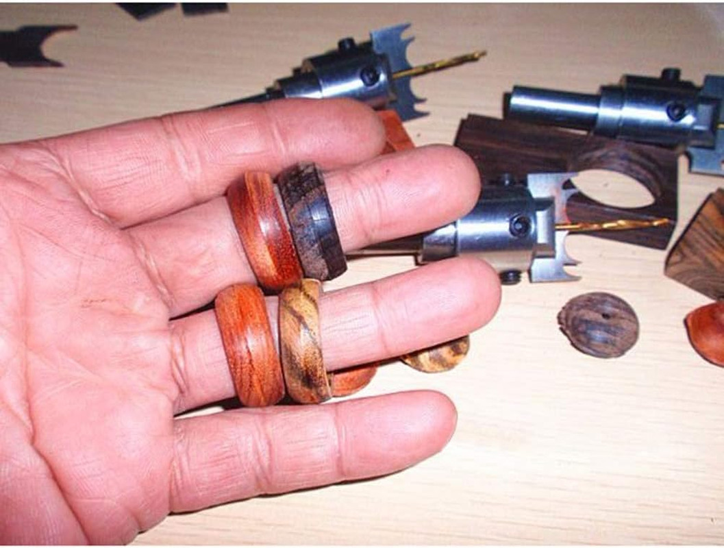 Wooden Ring Drill Kit Set with 6 Ring Sizes, Multifunctional Woodworking Ring Ma