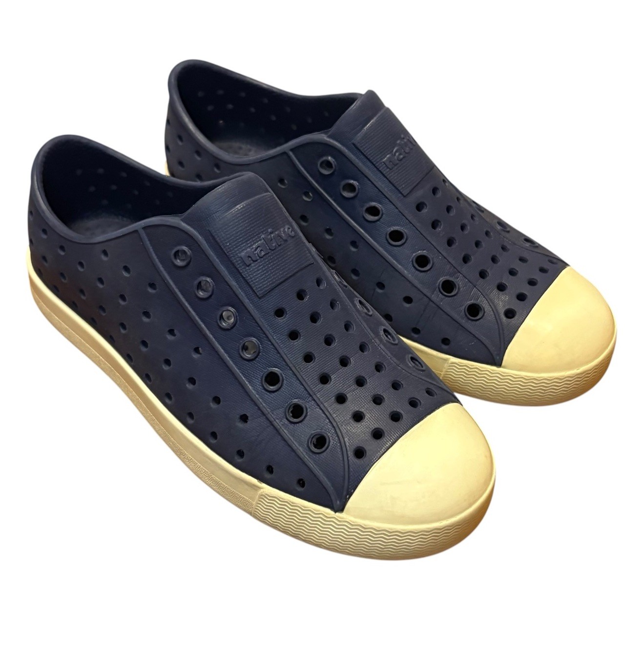 Native Jefferson Big Kids Size J1 Navy Blue Boy Girl Slip on Water Shoes