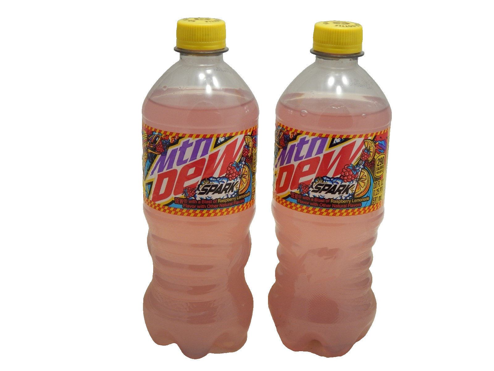 Mountain Dew Spark Full 2- 20 Oz Bottles Brand New MTN FREE S&H