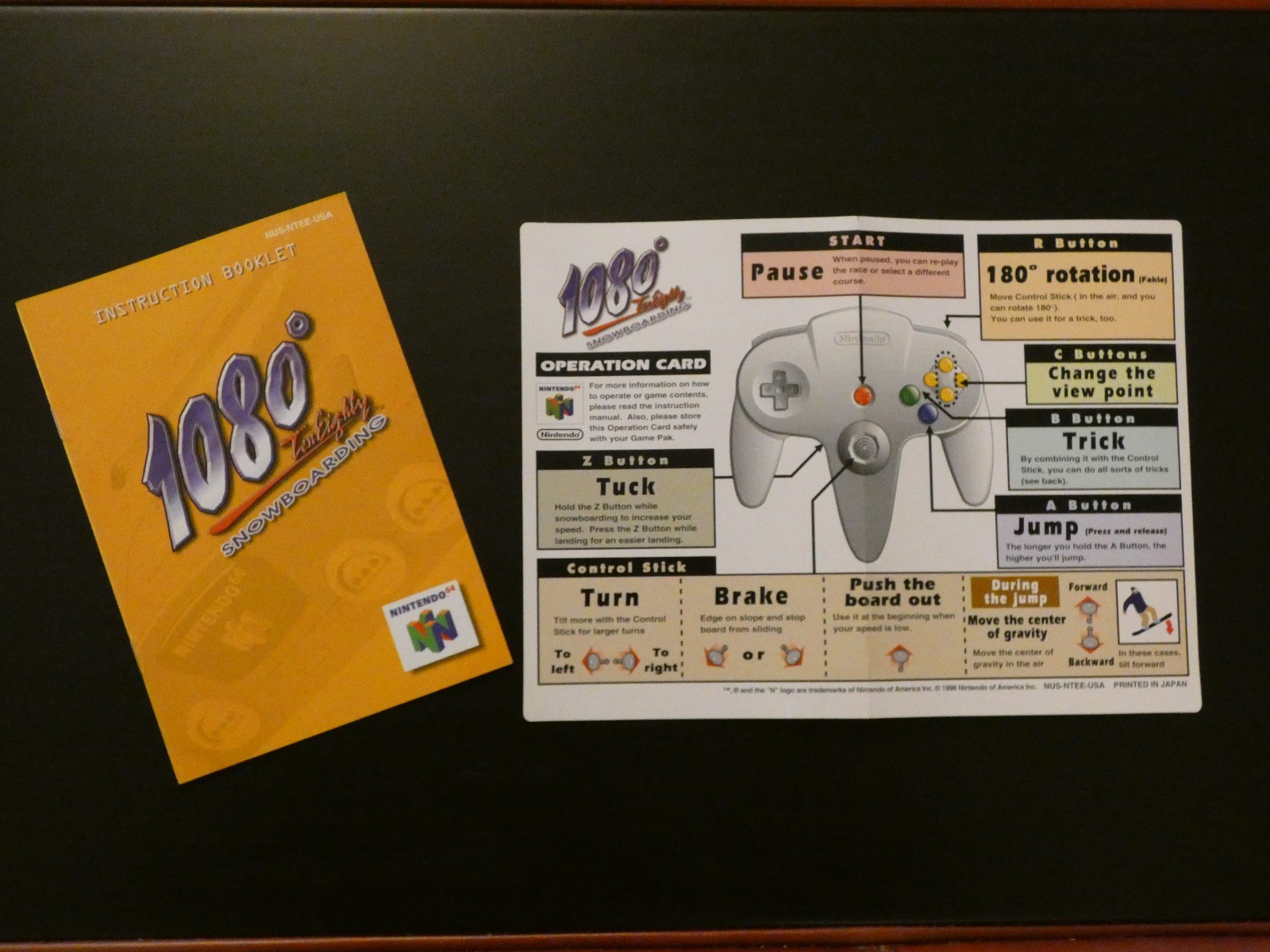 1080* Ten Eighty Snowboarding Instruction Booklet & Trick Guide Nintendo 64 N64