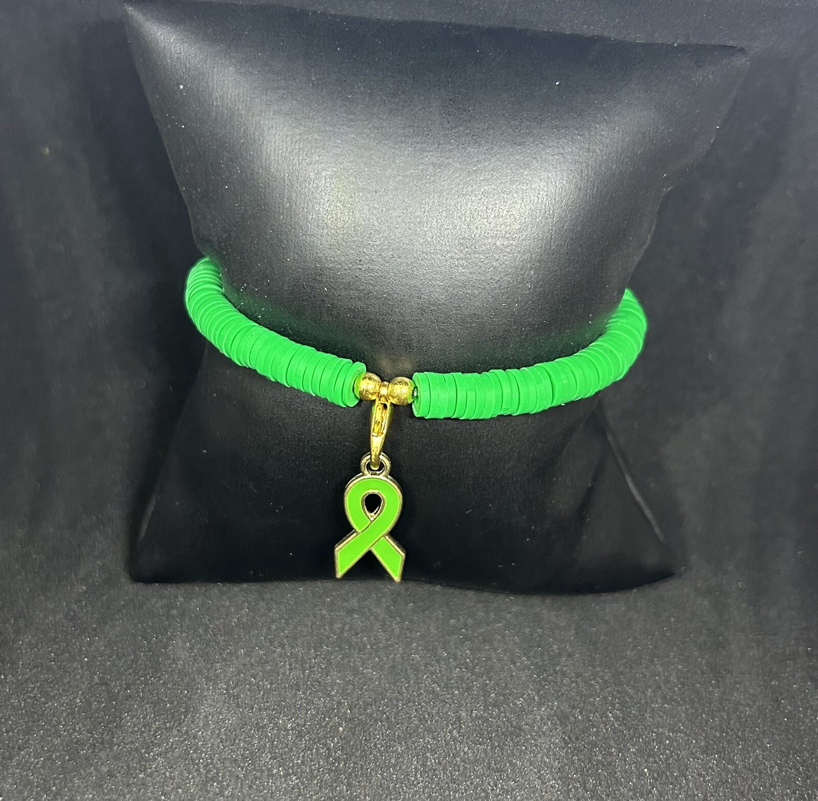 Green Ribbon (Awareness) Heishi Charm Bracelet