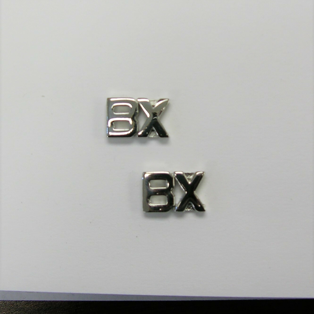 BX- Silver Police/Fire Collar Brass - Thread & Rod Backing - NEW - Rank Insignia