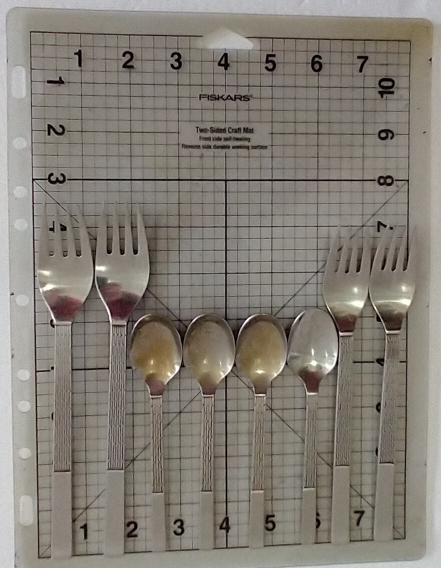 Drayton Intern Stainless Flatware Lot Japan Mod Arched Fork & 5 O'clock Spoons