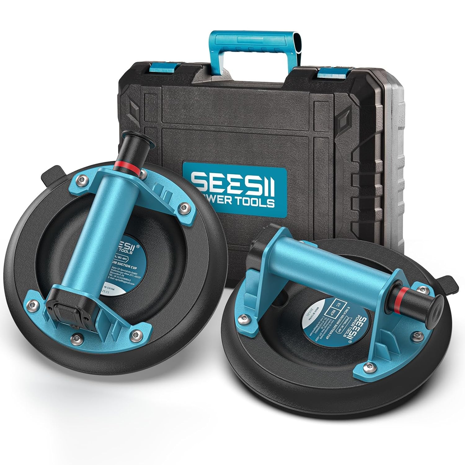 SEESII 8" Tile Suction Cup Lifter 200KG Heavy Duty Vacuum 2-Pack
