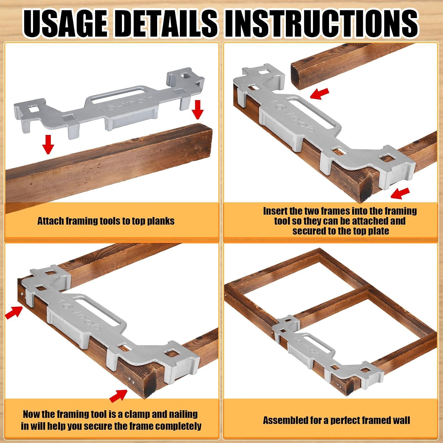 2 Pcs 16 Inch Framing Tools Framing Stud Layout Tool Cast Aluminum Stud