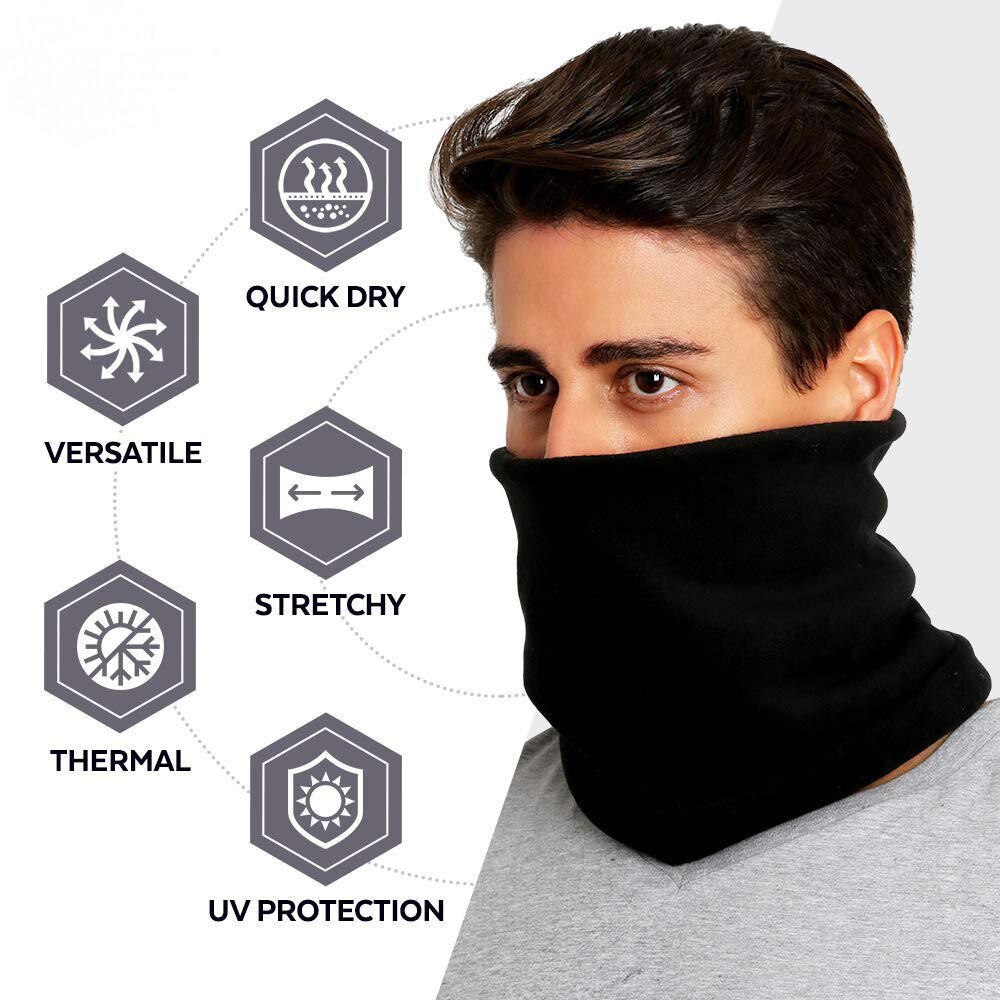 2PACK Winter Fleece Neck Warmer Gaiter Ski Tube Scarf Face Mask for Cold Weather