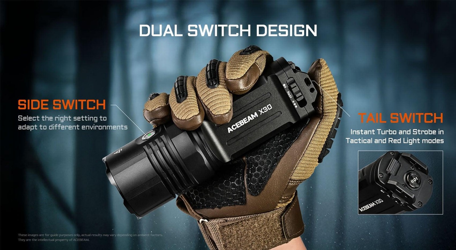Acebeam X30 Dual Source (White and Red Light) Searching Flashlight -20,000 Lumen