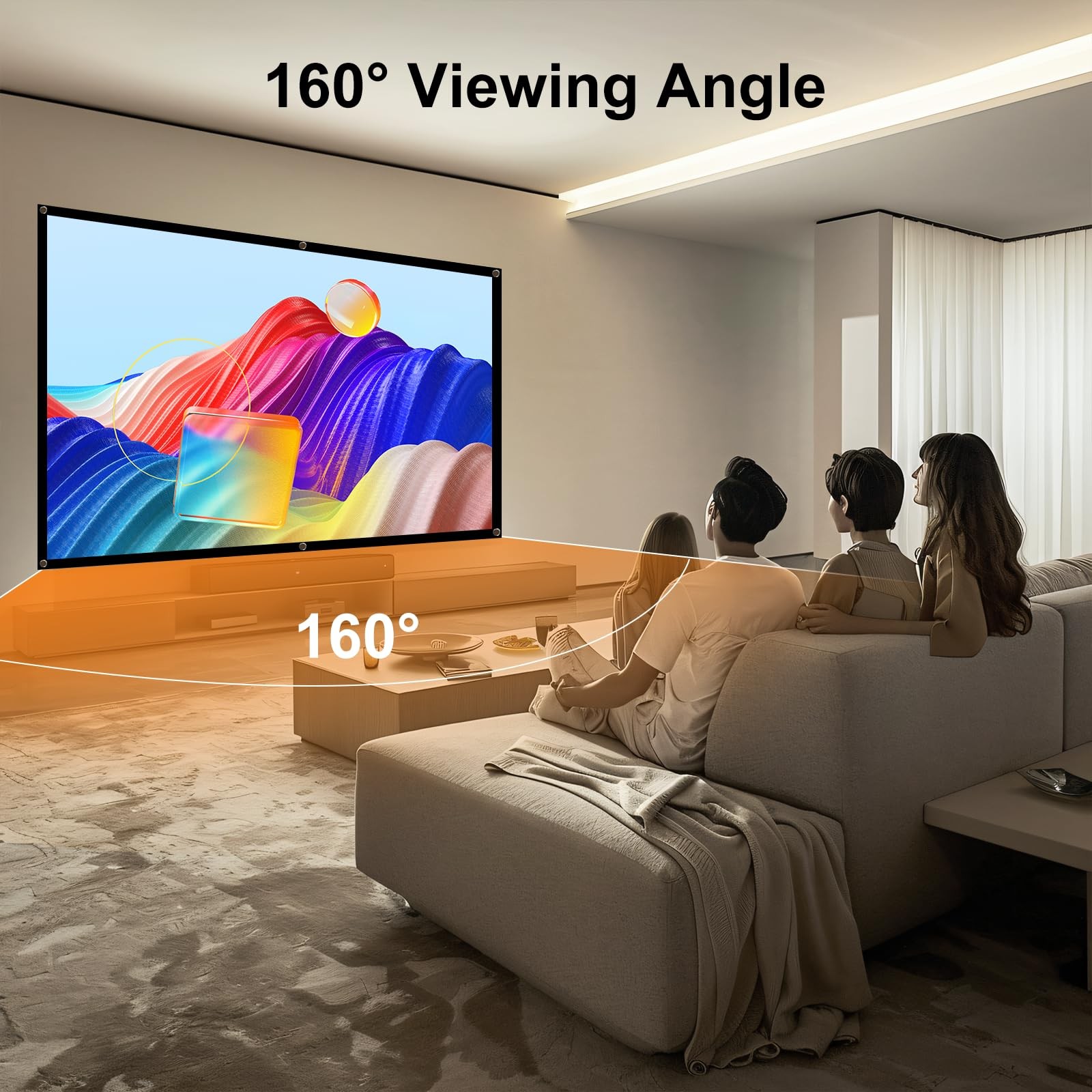 Projector Screen, 100 inch Projection Screen, 16:9 Foldable Portable Projecto...