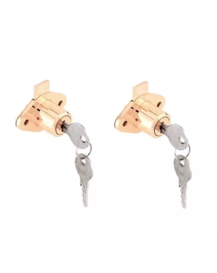 (2) Drawer & Cabinet Lock Keys Brass ~ New