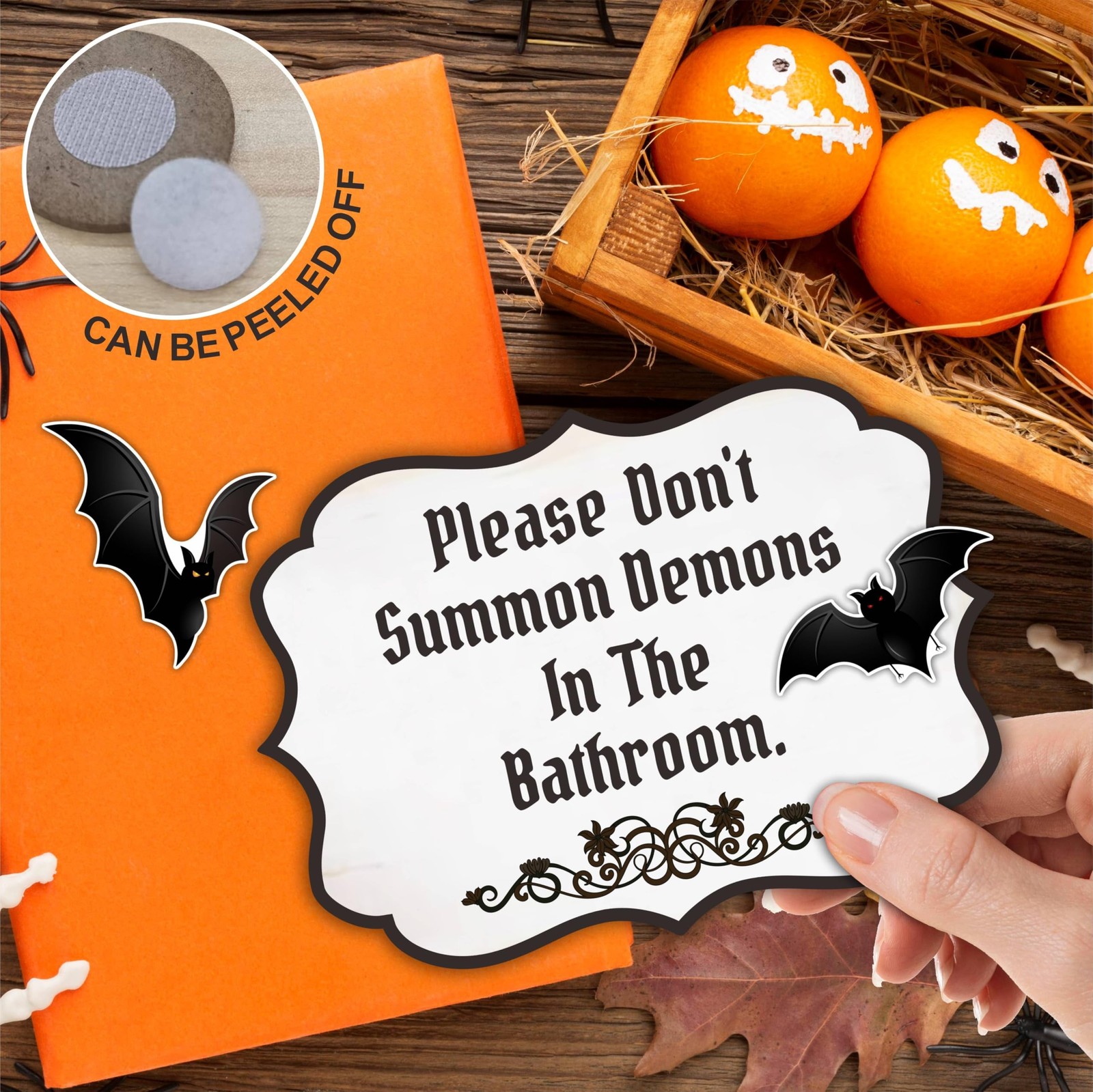 Halloween Wooden Decoration - Please Don't Summon Demons in The Bathroom Sign...