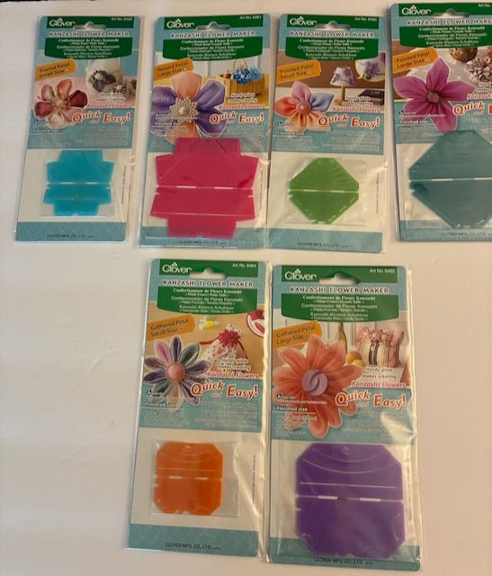 Lot of 6 Clover KANZASHI FLOWER MAKER Round Pointed Gathered Petals Sz Sml & Lg