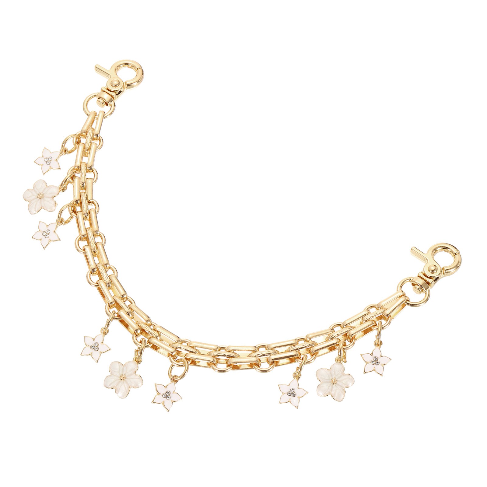 1Pcs 10" Flowers Pendant Handbag Chain Strap, White
