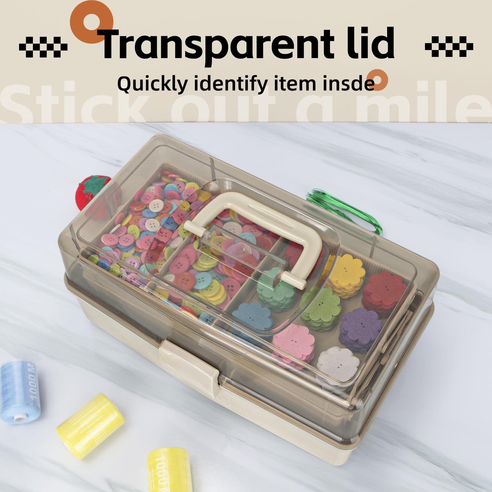 12.5in 3-Layer Multipurpose Craft Organizers and Storage with Adjustable Divi...
