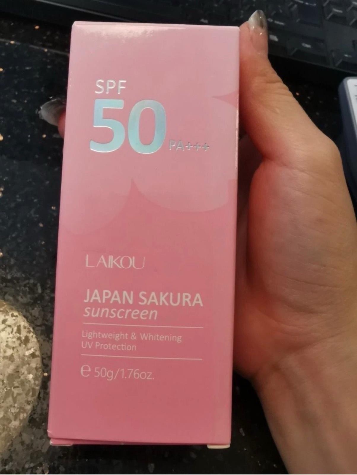LAIKOU Japan Sakura Sunscreen SPF 50  Lightweight Whitening UV 50g Pack of 3