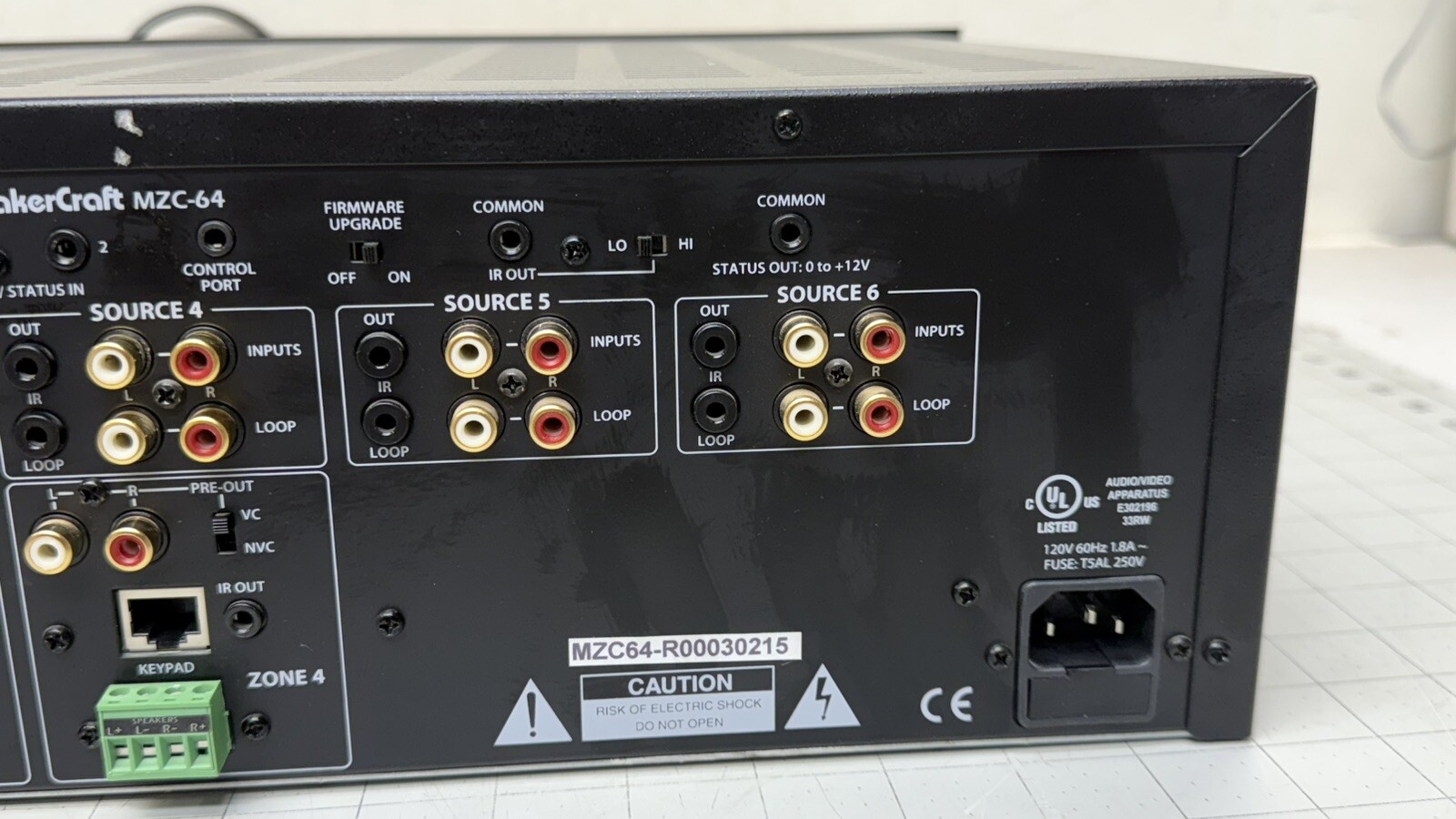 SpeakerCraft MZC-64 Multi-Zone AV Amplifier Controller WORKING PULL LOW 36 Hours