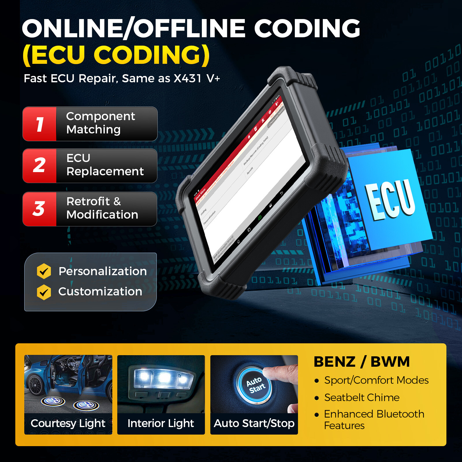 Launch X431 PRO DYNO V+ Pros Bidirectional Coding Automotive Diagnostic Scanner